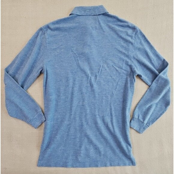 Polo by Ralph Lauren Two Button Henley Men's Size Medium Heathered Blue LS EUC - Picture 13 of 16